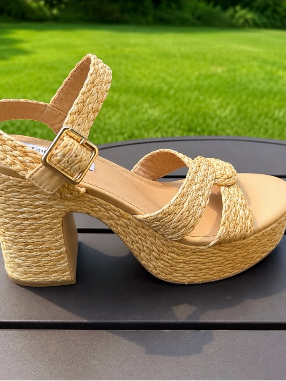 ✨ Steve Madden Raffia Platform Block Heels | Women’s Size 8.5
